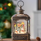 Christmas Snow Globe Swirling Glittering Lantern Santa Flying With Reindeer  