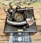 Vintage Brass Sextant W  Wooden Case     J  Scott London Ship History Replica