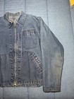 Vintage 60s 70s Us Navy Civilian Talon Zip Up Denim Jacket Leslie Mfg Co Wwii