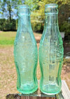2- Vintage Coca-cola Coke Bottle  Columbia  Sc  7 1 2  Tall Thick Green Glass