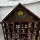 Vintage Enesco Original House-shaped Wood Thimble Display Cabinet W 31 Thimbles