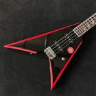 Solid Body Electric Bass Guitar 4 Strings V Shape Red Binding Black Free Ship