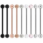 9pcs 14g Surgical Steel Industrial Barbell Cartilage Earrings Body Piercing