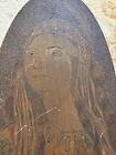 Antique Native American Indian Woman Flemish Art Wall Plaque Sacagawea Painting 