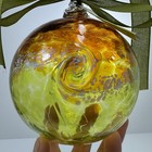 Kitras Art Glass Van Glow 5  Orb Witch Ball Ornament Van Gogh Starry Night Amber