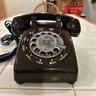 Vtg 1970 s Rotary Dial Desktop Telephone 0500-cb-at Chocolate Brown Usa Tested