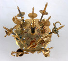 Vtg Toledo Brass Barware Cocktail Mini Sword Picks Holder Set Retro Bar As-is