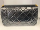 Authentic Chanel Cc Paris-rome Gold Top Bar Flap Black Leather Shoulder Bag