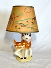 Rare Vintage Ceramic Bambi Nursery Lamp With Original Lamp Shade