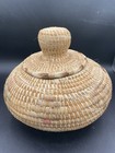 Native Alaskan Hand Woven Coiled Lidded Basket