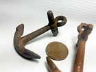 Antique Cast Iron Toy Ship Boat Anchors Miniatures Lot Of 3