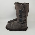 Ugg Australia Womens 8 Classic Bailey Button Triplet Mid Boots Chocolate Brown