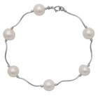 14k Real Solid Gold Natural Freshwater Pearl Station Beaded Bracelet 7 5  8 