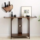 Vintage Chinese Style Console Side Table With Bamboo Shelf