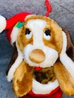 Reversible Christmas Stocking Plush Puppy Dog 3d Tan   Brown By Smithy Santa Hat