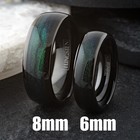 Black Tungsten Carbide Green Flowing Sand Wedding Band Ring
