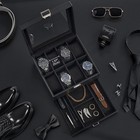 Luxury Black 8-slot Men s Watch Organizer With Drawer   Velvet Interior