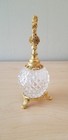 Vtg Matson Style  Gold Brass  Perfume Bottle Decanter W  Glass Dauber