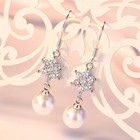 Women 925 Silver Crystal Earrings Elegant Tassel Pearls Bling Stars Stud 1278