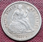 1875 Seated Liberty Dime 10c Love Token  jimmie   99702