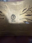 Vintage Catholic Miraculous Medal Wide Cuff Bracelet Brass Glass Paste Hallmark