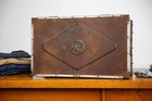 Antique General Electric Ge Fan Strong Box Safe Brass Wood Tool Chest  Vintage