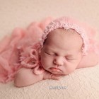 Newborn Studio Photography Props Baby Blanket Swaddling Wrap Mohair Hat Yarn Set