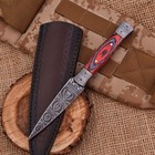 Custom Damascus Steel Hunting Dagger Fixed Blade Boot Knife Double-edge W sheath