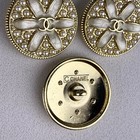 Chanel Flower Buttons White With Gold Cc Logo   Pearls 25mm 10pcs Rare 