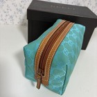 Gucci Gg Canvas Cosmetic Pouch Turquoise Blue Vintage New Unused With Box Japan