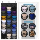 24 Hat Rack Organizer Baseball Holder Deep Storage Pockets Door Wall Caps Stand