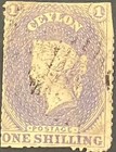 Ceylon Scott 23 1861 1 Shilling Bright Violet Queen Victoria Used Stamp Cv