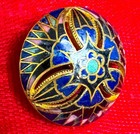 Antique French Enamel Champleve Pierced Brass Shank Gorgeous Open Work Estate