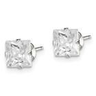 Sterling Silver 6mm Square Snap Set Cz Stud Earrings