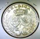 1960 Belgium 50 Francs     kings Marriage     Silver Coin    Gem Bu   