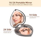 Mini Vintage Heart Elegant Metall Makeup Mirror  Portable 1x 2x Magnifier  si   