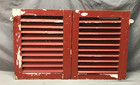 Antique Pair Small Red 15x19 House Window Wood Louvered Shutters Vtg  908-25b