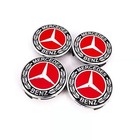For 4x Mercede  Benz Classic Red Wheel Rim Cover Hubcaps Emblem 75mm Badge