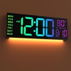 16  Large Led Screen Dispaly Digital Wall Clock With Remote Control 8 Rgb Colors