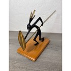 Vintage Hagenauer Warrior With Shield And Spear On Wooden Base