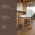 Hugo Tufted Swivel Kitchen Counter Stool 26 h  Weathered Oak Finish  used 