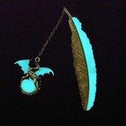Metal Bookmark Vintage Feather Luminous Bookmark Book Page Marker With Pendant
