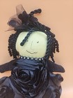 2012 Woof And Poof 15    Black Halloween Black Cloth Doll Rhinestone Rosebuds  o 
