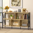 Modern 5-cube Low Wide Bookshelf Rustic Oak Storage