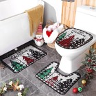 4 Pcs Christmas Shower Curtain Set  Christmas Bathroom Set With Non Slip Rug    