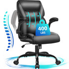 Leather Office Chair Big Tall Office Chair Wide Seat Ergonomic Computer Black