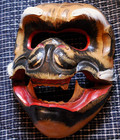 Vtg Hand Carved Painted Wood Mask Monkey Head Hinged Jaw animal Hair Indonesia