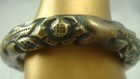 Vintage Brass Tone Stamped   Filled Floral 8  Bangle Bracelet
