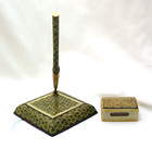 Vintage Persian Art  Khatam Kari-marquetry Pen And Matches Holder  In Exc  Cond