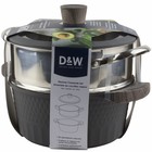 D w Deane   White 9 5  Steamer Casserole Set Pan Pot Lid 4 5 Qt Black Brown
